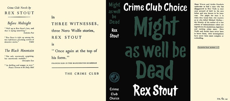 Item #17581 Might As Well Be Dead. Rex Stout