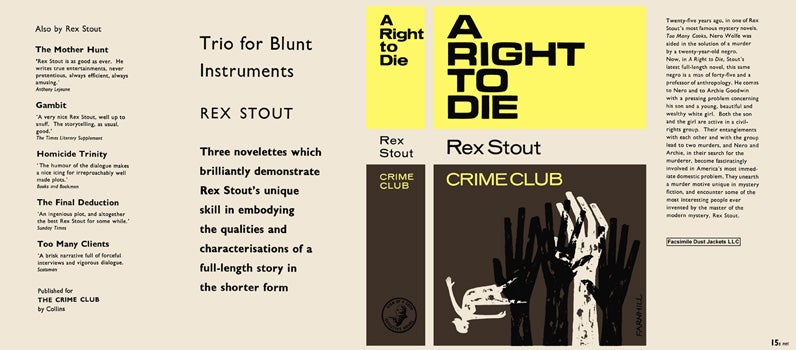 Item #17582 Right to Die, A. Rex Stout.