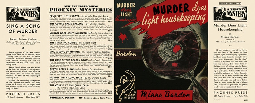 Item #176 Murder Does Light Housekeeping. Minna Bardon.