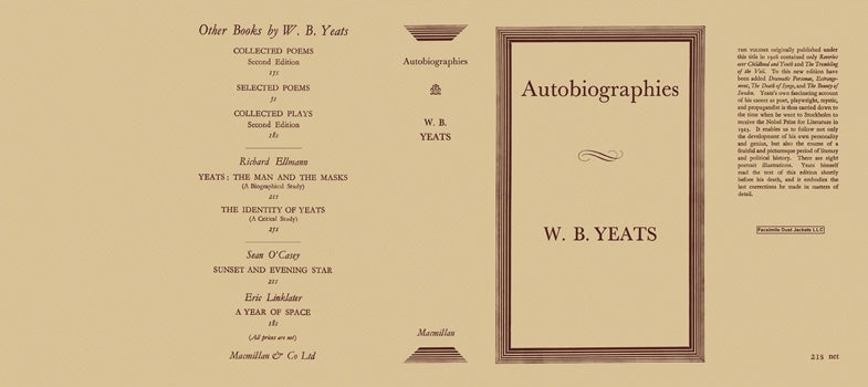 Item #17786 Autobiographies. W. B. Yeats.