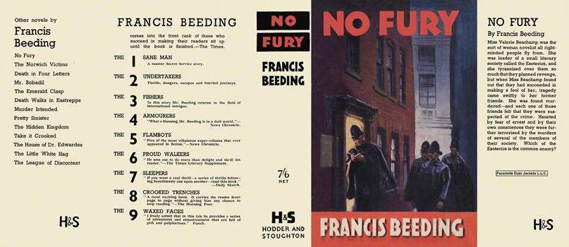 Item #17809 No Fury. Francis Beeding