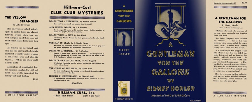 Item #1787 Gentleman for the Gallows, A. Sydney Horler.