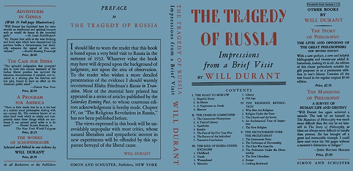 Item #18037 Tragedy of Russia, The. Will Durant