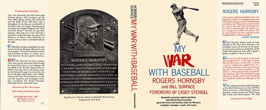 Item #18108 My War with Baseball. Rogers Hornsby, Bill Surface