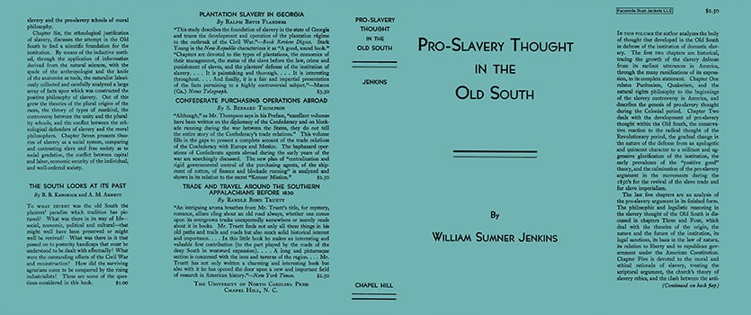Item #18119 Pro-Slavery Thought in the Old South. William Sumner Jenkins