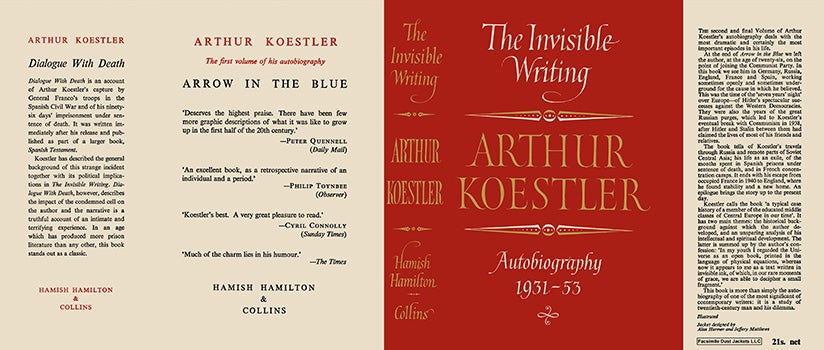 Item #18137 Invisible Writing, Autobiography 1931 - 53, The. Arthur Koestler