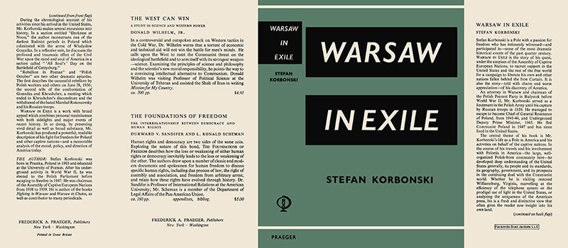 Item #18141 Warsaw in Exile. Stefan Korbonski