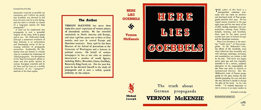 Item #18192 Here Lies Goebbels. Vernon McKenzie