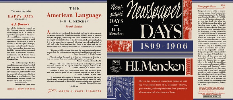 Item #18198 Newspaper Days 1899-1906. H. L. Mencken