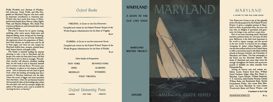 Item #18358 Maryland, A Guide to the Old Line State. American Guide Series, WPA