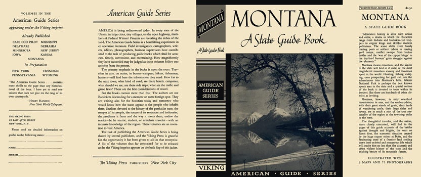Item #18365 Montana, A State Guide Book. American Guide Series, WPA