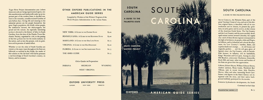 Item #18385 South Carolina, A Guide to the Palmetto State. American Guide Series, WPA