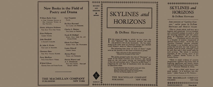 Item #18462 Skylines and Horizons. DuBose Heyward.