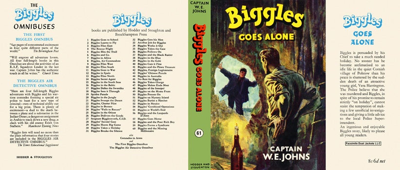 Item #19470 Biggles Goes Alone. Captain W. E. Johns