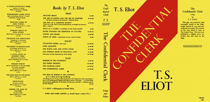 Item #20001 Confidential Clerk, The. T. S. Eliot