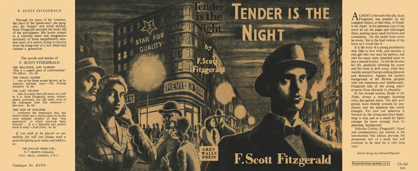 Item #20056 Tender Is the Night. F. Scott Fitzgerald.