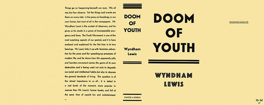 Item #20479 Doom of Youth. Wyndham Lewis