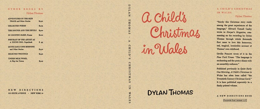 Item #21349 Child's Christmas in Wales, A. Dylan Thomas.
