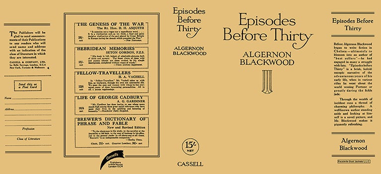 Item #22110 Episodes Before Thirty. Algernon Blackwood