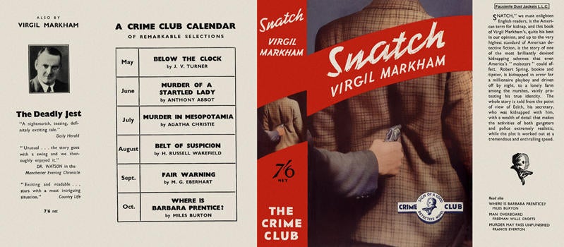 Snatch by Virgil Markham on Facsimile Dust Jackets LLC