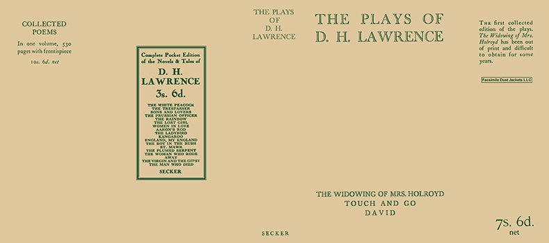 Item #22460 Plays of D. H. Lawrence, The. D. H. Lawrence.