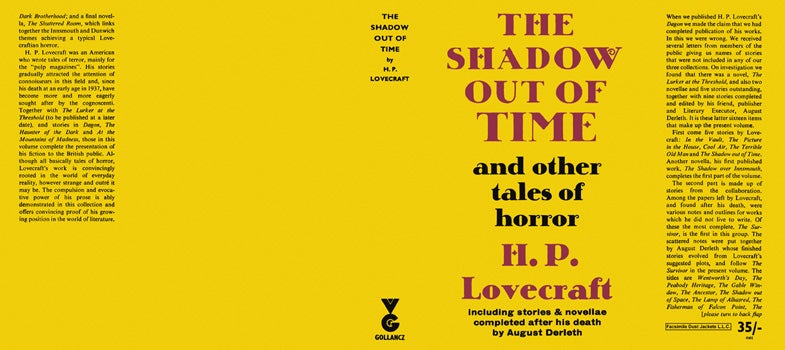Item #22488 Shadow Out of Time and Other Tales of Horror, The. H. P. Lovecraft