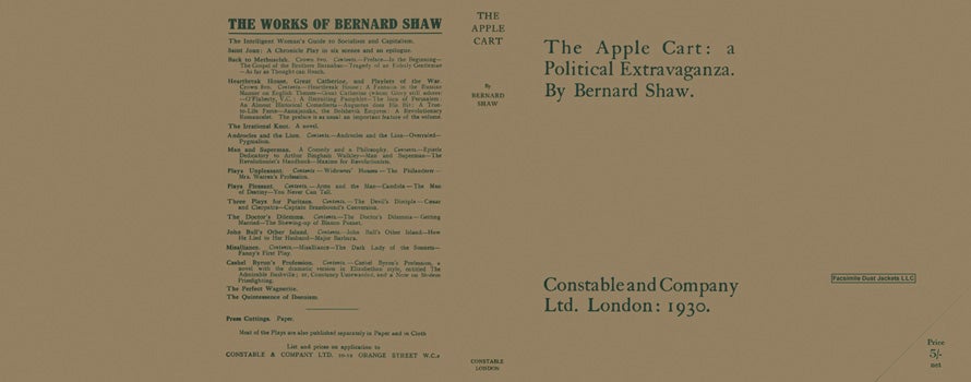 Item #22712 Apple Cart: A Political Extravaganza, The. George Bernard Shaw.