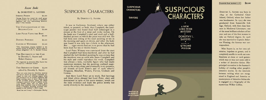 Item #23766 Suspicious Characters. Dorothy L. Sayers.