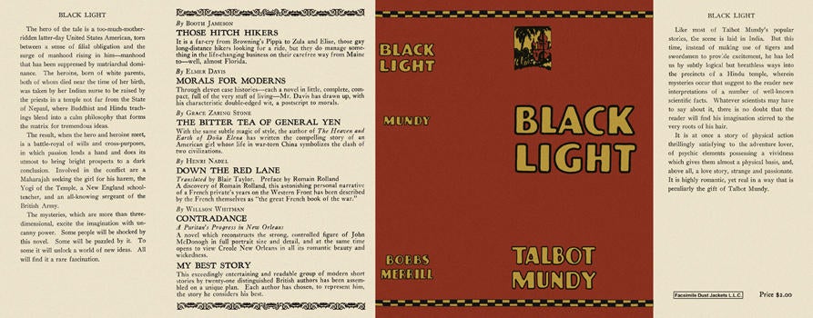 Item #2436 Black Light. Talbot Mundy