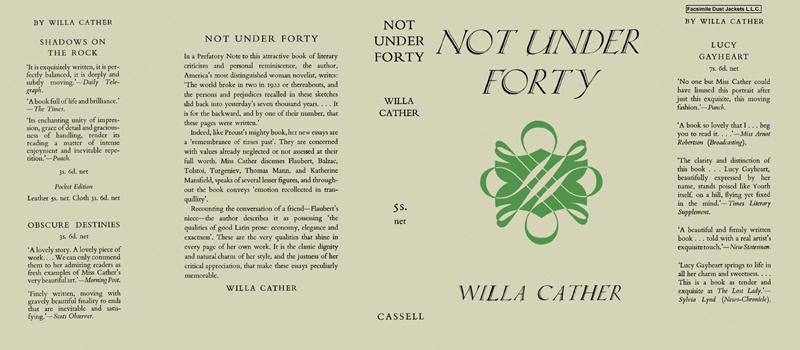 Item #24883 Not Under Forty. Willa Cather.