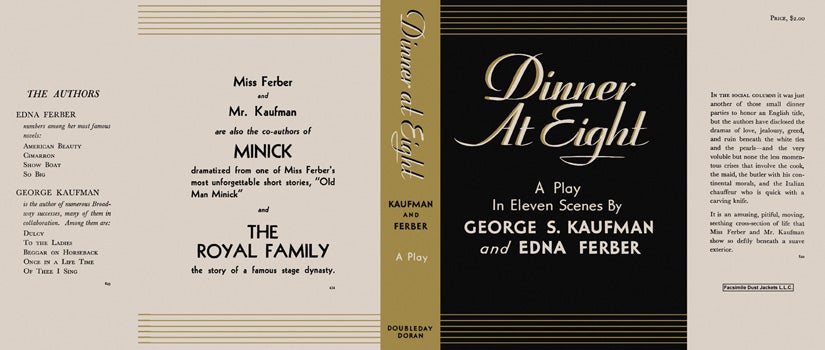Item #25668 Dinner at Eight, A Play. George S. Kaufman, Edna Ferber.