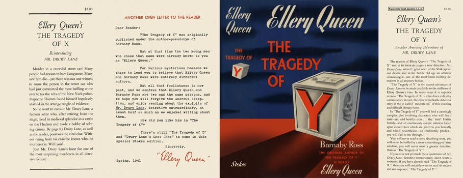 Item #2643 Tragedy of Y, The. Ellery Queen