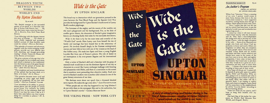Item #26451 Wide Is the Gate. Upton Sinclair