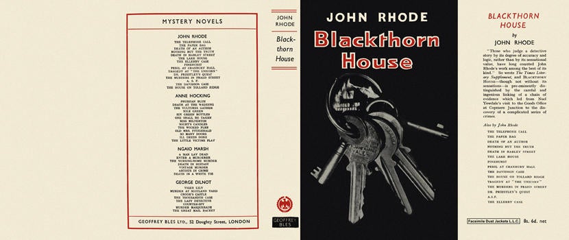 Item #2703 Blackthorn House. John Rhode
