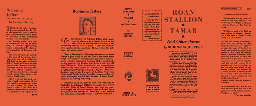 Item #27057 Roan Stallion, Tamar, and Other Poems. Robinson Jeffers.