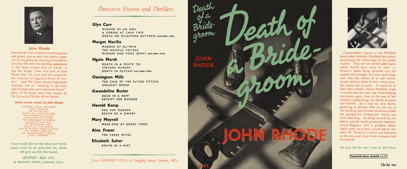 Item #2724 Death of a Bridegroom. John Rhode