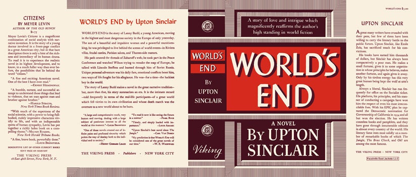 Item #27241 World's End. Upton Sinclair
