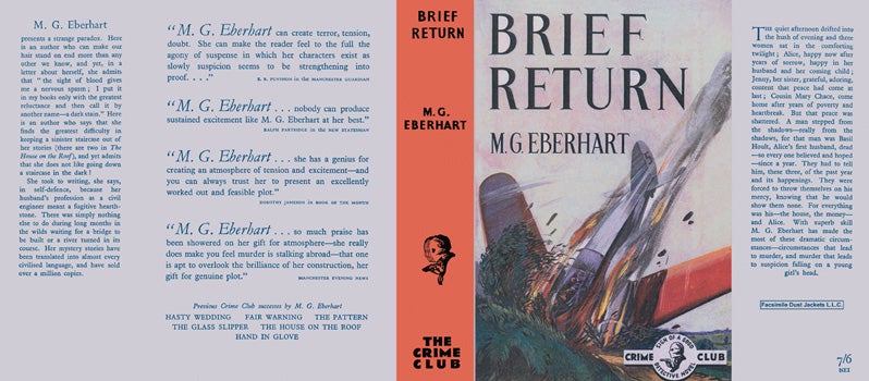 Item #27322 Brief Return. Mignon G. Eberhart