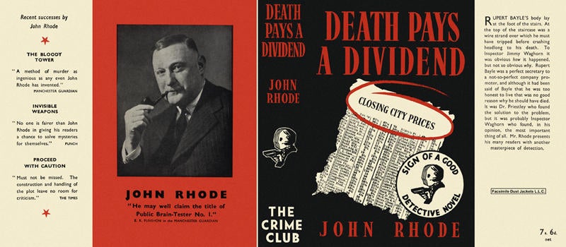 Item #2733 Death Pays a Dividend. John Rhode