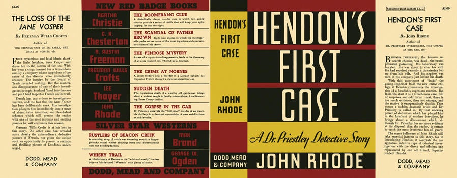 Item #2750 Hendon's First Case. John Rhode.