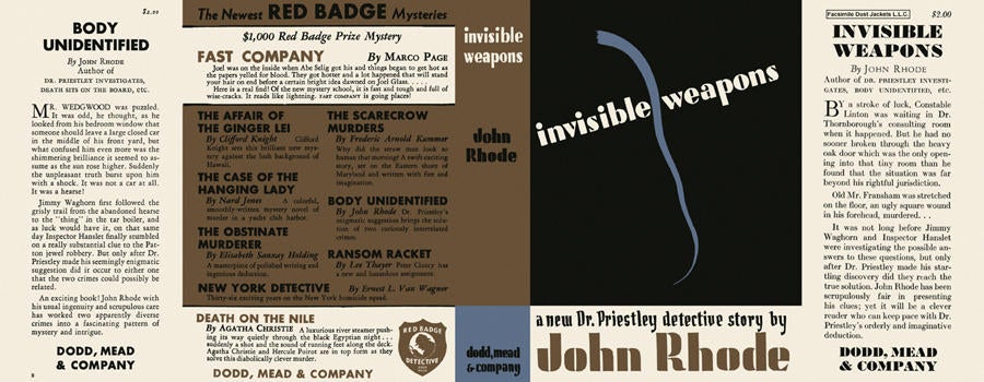 Item #2755 Invisible Weapons. John Rhode.