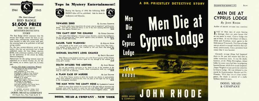 Item #2760 Men Die at Cyprus Lodge. John Rhode.