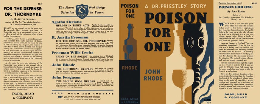 Item #2780 Poison for One. John Rhode