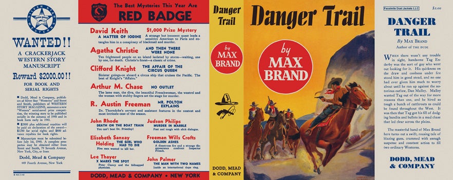 Item #28452 Danger Trail. Max Brand