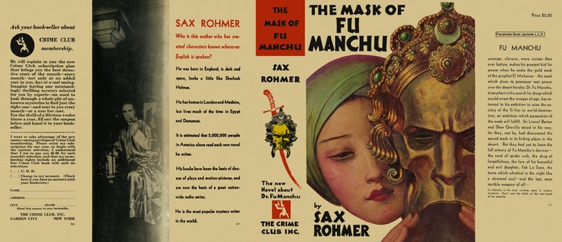 Item #2862 Mask of Fu Manchu, The. Sax Rohmer