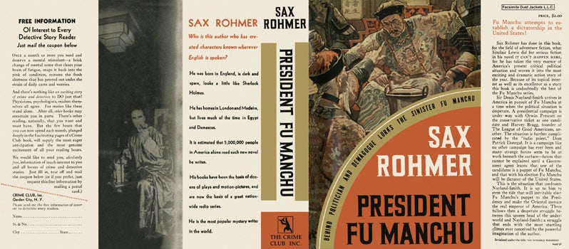 Item #2865 President Fu Manchu. Sax Rohmer