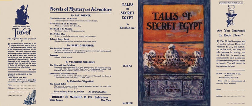 Item #2880 Tales of Secret Egypt. Sax Rohmer