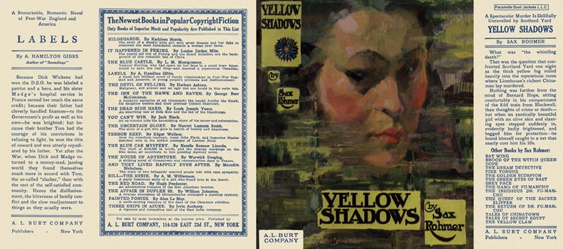 Item #2885 Yellow Shadows. Sax Rohmer