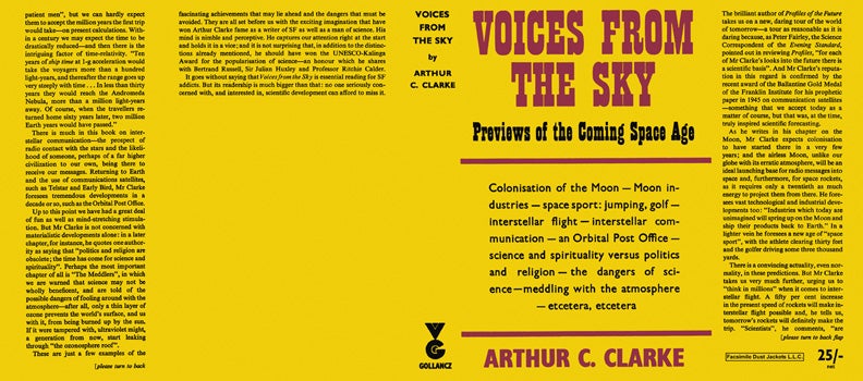 Item #29205 Voices from the Sky. Arthur C. Clarke