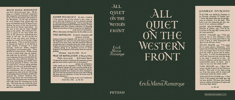 Item #29239 All Quiet on the Western Front. Erich Maria Remarque